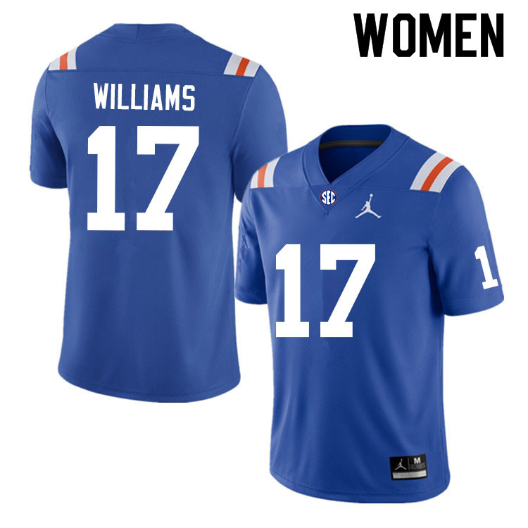 Women #17 Scooby Williams Florida Gators College Football Jerseys Sale-Throwback